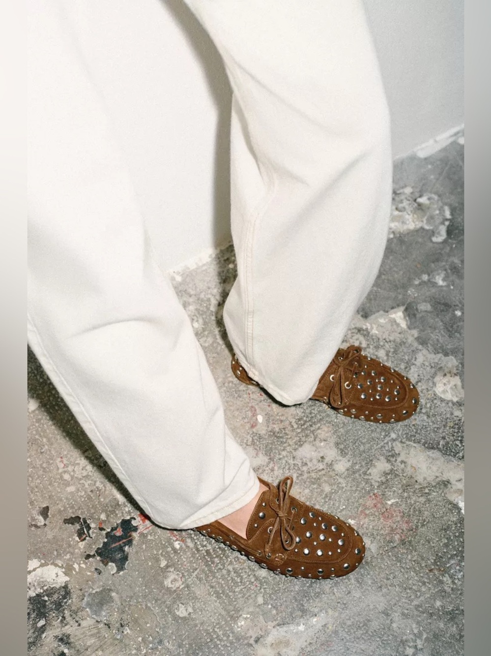 Stud-Embellished Brown Suede 100% leather  Driving Loafers studded  shoes. POP - Picture 4 of 9